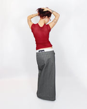 Pinstripe fold over skirt